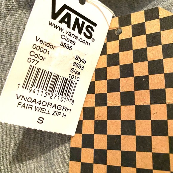 VANS 🔥SALE!🔥 Off The Wall Top Zip Hoodie Women Size XS Grey Yellow VN0A4DRAGRH - Picture 8 of 8